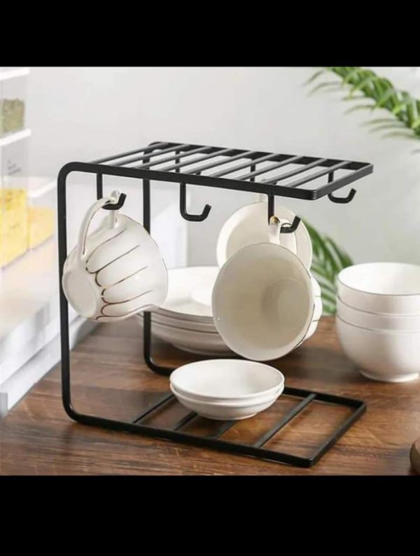 6 Hooks Iron Coffee Cups Rack Organizer - Image 2
