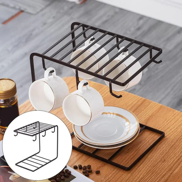 6 Hooks Iron Coffee Cups Rack Organizer - Image 3