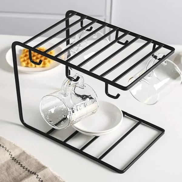 6 Hooks Iron Coffee Cups Rack Organizer - Image 4