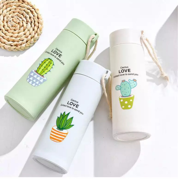 Cactus Love Print Style Glass Water Bottle - Image 3