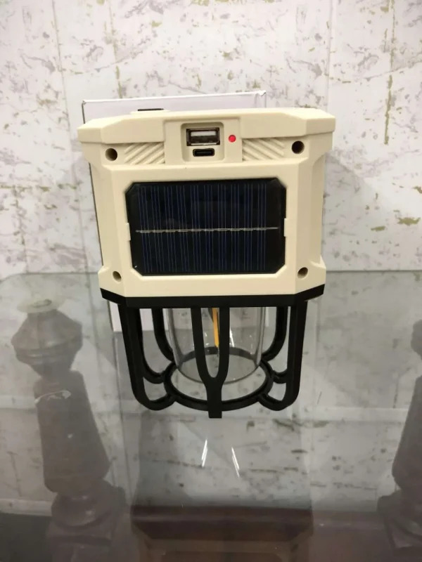 Camping Light Dual Bright & Warm Solar Rechargeable Lantern With Power Bank - Image 3