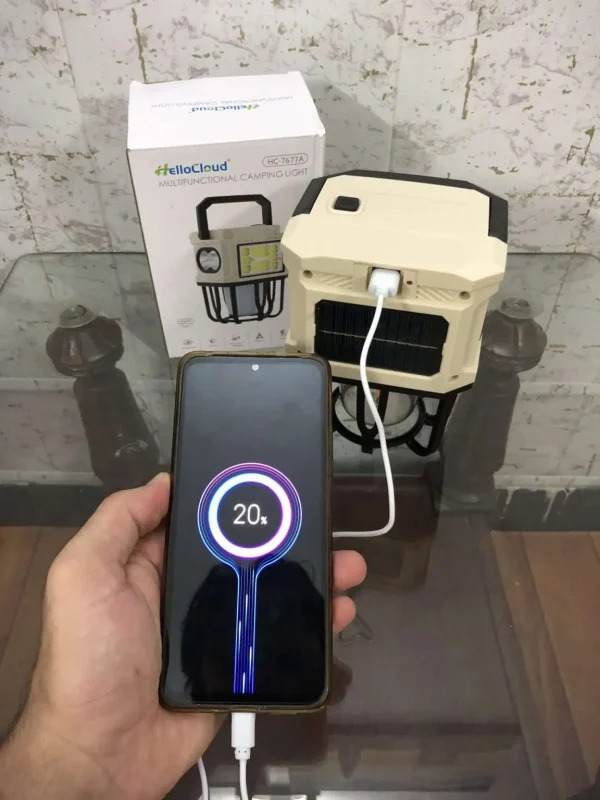 Camping Light Dual Bright & Warm Solar Rechargeable Lantern With Power Bank - Image 4